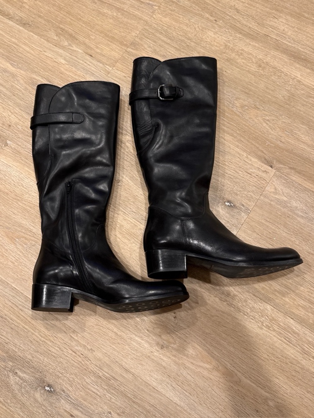 Sesto Meucci Classic Black Leather Knee-High Riding Boots